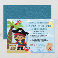 Girl Pirate Party Birthday Invitations