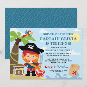 Girl Pirate Party Birthday Invitations