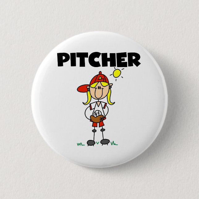 Girl Pitcher 2 Inch Round Button (Front)