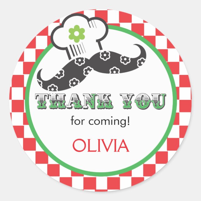 Girl Pizza Party Favour Sticker (Front)