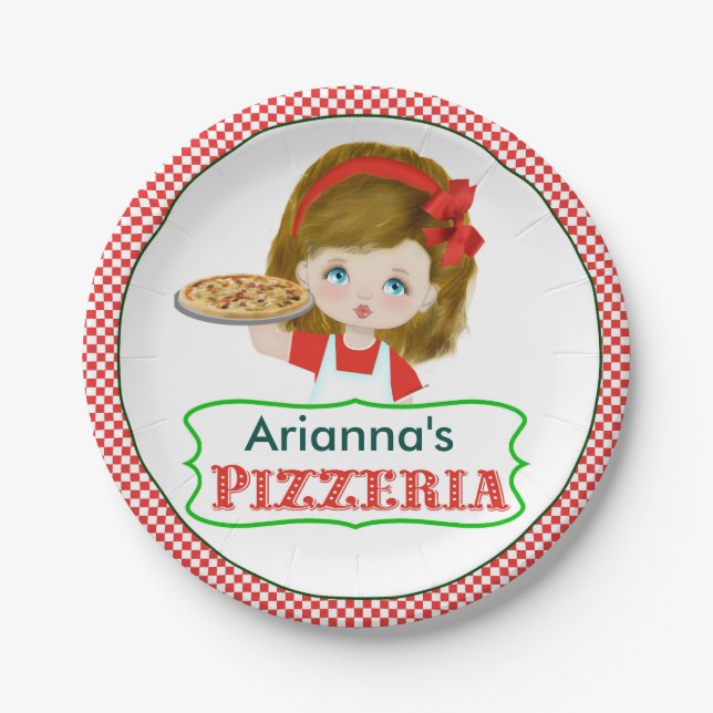 Girl Pizza Party Paper Plates (Front)