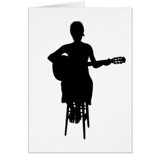 Girl Playing Acoustic Guitar Card