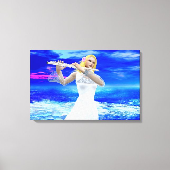 Girl Playing Flute Canvas Print (Front)