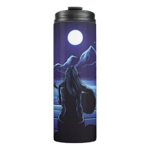 Girl playing guitar of the night guitar,girl,sky,a thermal tumbler