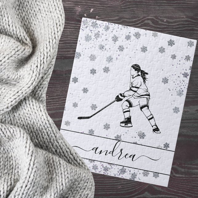 Girl Playing Ice Hockey Team Player Girly Name   Jigsaw Puzzle (Creator Uploaded)
