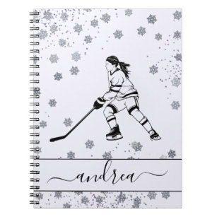 Girl Playing Ice Hockey Team Player Girly Name    Notebook