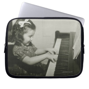 Girl Playing Piano Laptop Sleeve