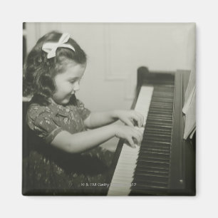 Girl Playing Piano Magnet