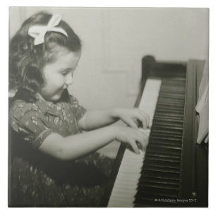 Girl Playing Piano Tile