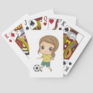 Girl Playing Soccer Adorable Kids Sports Playing Cards