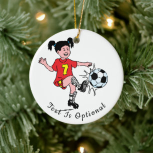 Girl Playing Soccer  Ceramic Ornament