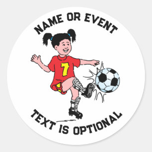Girl Playing Soccer  Classic Round Sticker