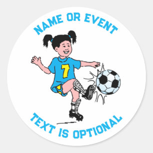Girl Playing Soccer  Classic Round Sticker