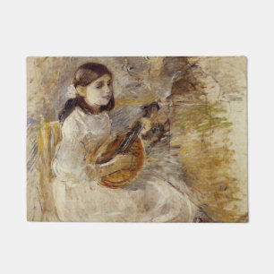 Girl Playing the Mandolin (by Berthe Morisot) Doormat