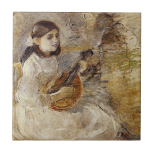 Girl Playing the Mandolin (by Berthe Morisot) Tile