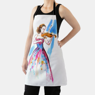 Girl playing the violin apron