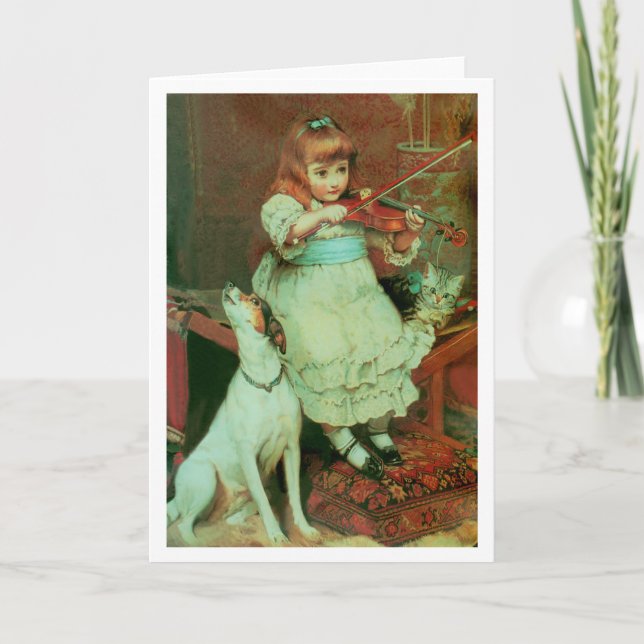 Girl playing the violin holiday card (Front)