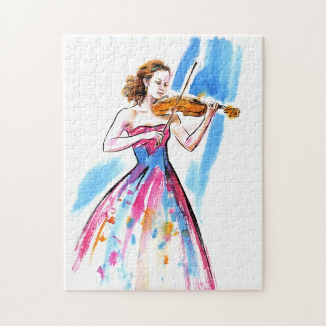 Girl playing the violin jigsaw puzzle (Vertical)