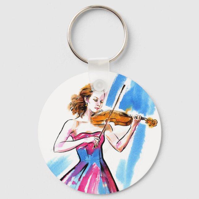 Girl playing the violin keychain (Front)