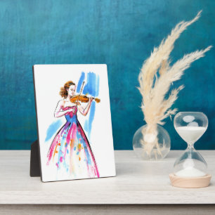 Girl playing the violin plaque