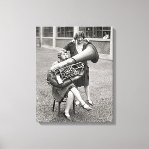 Girl Playing Tuba, 1928 Canvas Print