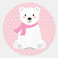 Girl Polar Bear Baby Shower Pink
