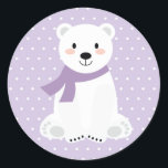 Girl Polar Bear Baby Shower Purple Classic Round Sticker<br><div class="desc">Girl Polar Bear Baby Shower Purple Classic Round Sticker</div>