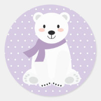 Girl Polar Bear Baby Shower Purple