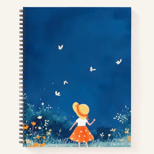 Girl Ponders the Future in a Beautiful Field  Notebook (Front)