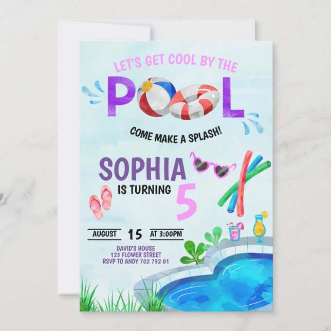 Girl Pool Party Birthday Cool by the Pool Summer Invitation (Front)