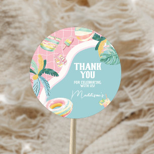 Girl Pool Party Birthday Party Classic Round Sticker