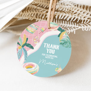 Girl Pool Party Birthday Party Round Favour Tags