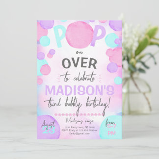 Girl Pop Over Bubble Invitation
