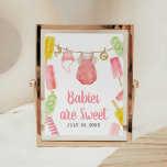 Girl Popsicle Baby Shower Babies are Sweet Poster<br><div class="desc">Make your event special with this Popsicle Baby Shower with our cute and lovely printable Babies are Sweet Sign featuring adorable Baby Clothes Baby Shower theme. Download, personalize, and create lasting memories with this perfect touch for your joyous celebration!
BS1078</div>