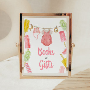 Girl Popsicle Baby Shower Books and Gifts Poster