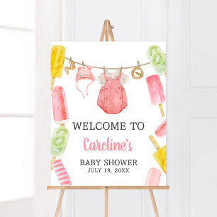 Girl Popsicle Baby Shower Welcome Poster