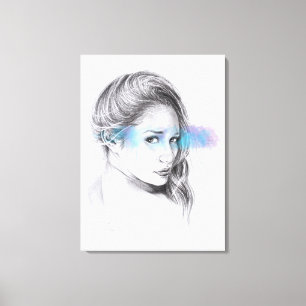 Girl portrait pencil art Wrapped canvas