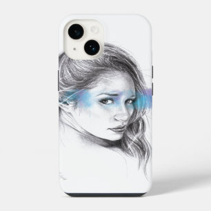 Girl portrait pencil drawing art iPhone 14 case