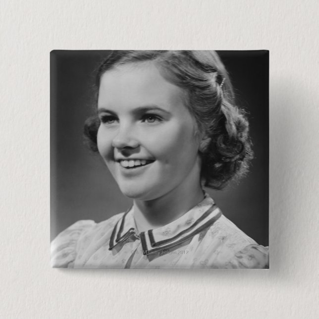 Girl Posing in Studio 2 Inch Square Button (Front)