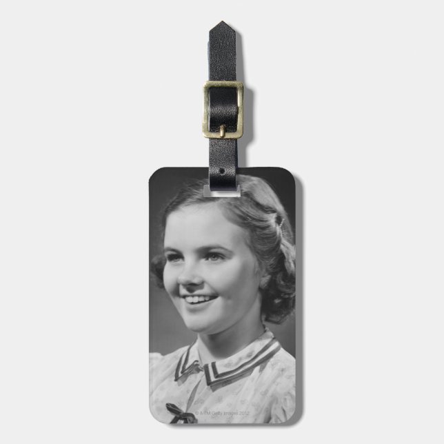 Girl Posing in Studio Luggage Tag (Front Vertical)
