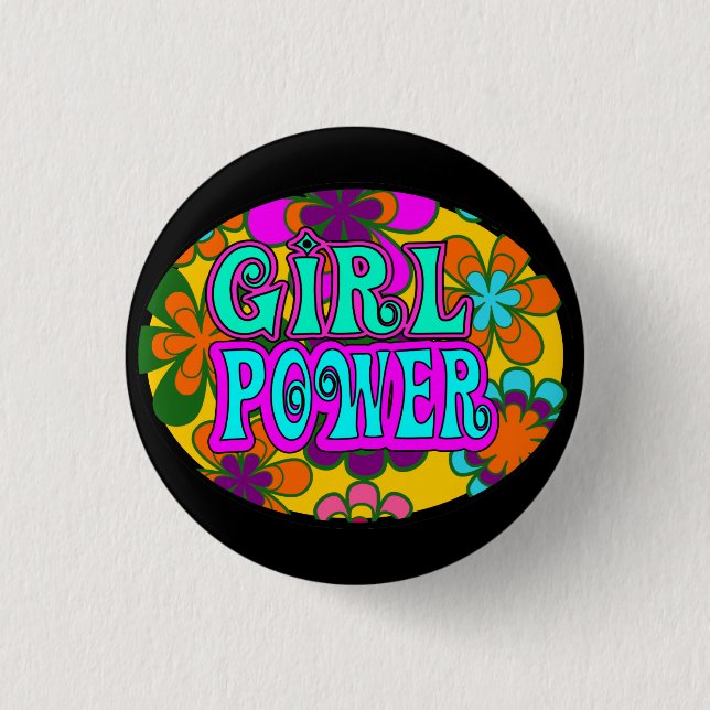 girl power 1 inch round button (Front)