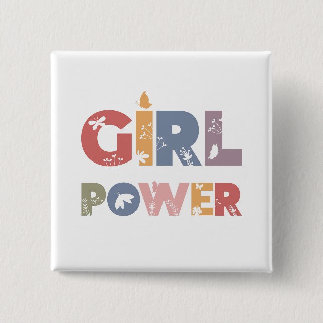 Girl Power 2 Inch Square Button (Front)