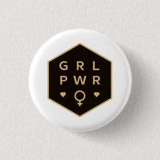 Girl Power | Black Colourful Graphic Design 1 Inch Round Button