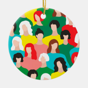 Girl power ceramic ornament