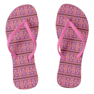 Girl Power Curvy Plaid abstract flip flops