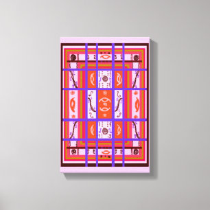 girl power curvy plaid pink canvas print