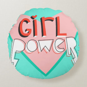 Girl power. Cute design with bright graphic slogan Round Pillow