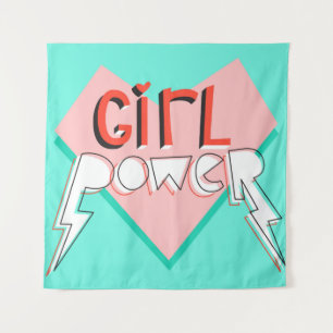 Girl power. Cute design with bright graphic slogan Tapestry