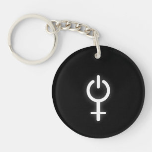 Girl Power Electronic Symbol for Gamer Female Sign Keychain