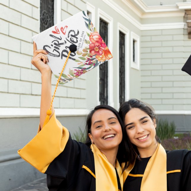 Girl Power | Floral Custom Class Year Graduation Cap Topper (Creator Uploaded)